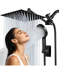 Cyqbd 8" Shower Head Rain Handheld Spray Extension Arm Flow Regulator System