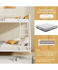 Sugift Twin Over Full Bunk Bed with Ladder and Full-Length Guardrails