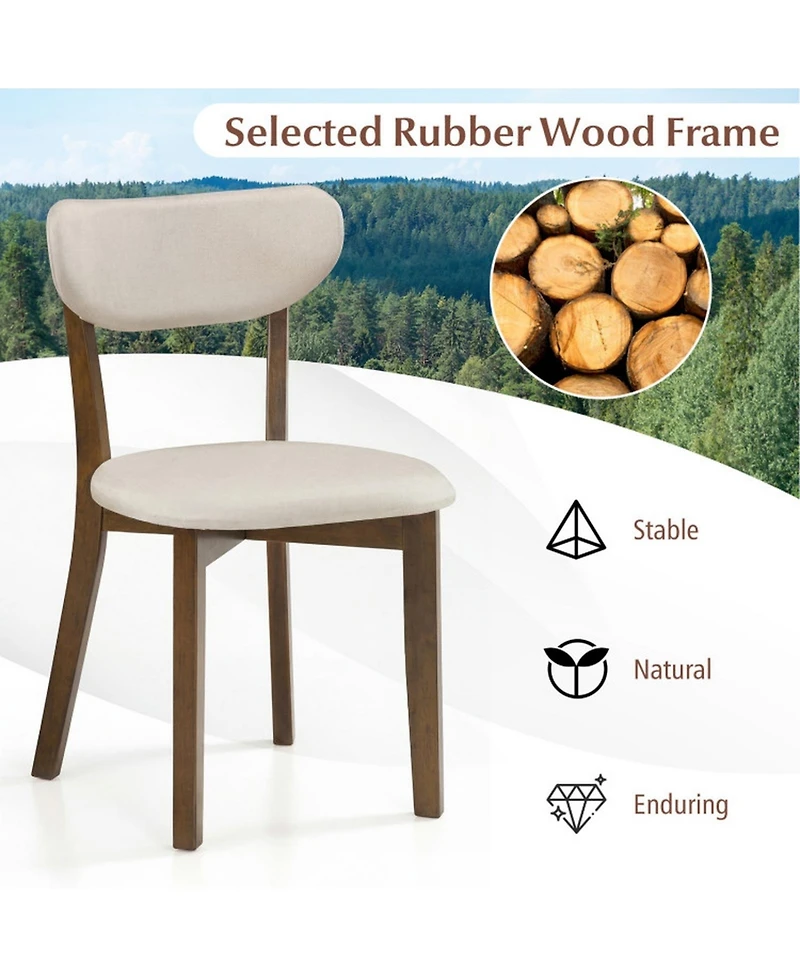 Sugift Set of 4 Dining Chairs with Solid Rubber Wood Frame and Padded Seats