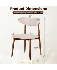 Sugift Set of 4 Fabric Upholstered Dining Chairs with Curved Backs