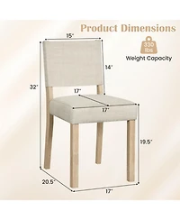 Sugift Set of 2 Upholstered Dining Chairs with Solid Rubber Wood Legs