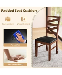 Sugift Set of 2 Kitchen Dining Side Chairs with Padded Pu Leather Seat and Rubber Wood Legs