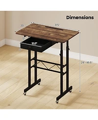 Sugift Height Adjustable Laptop Desk with Fabric Drawer Tablet Holder and Lockable Wheels