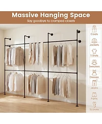 Sugift Wall Mounted Pipe Clothing Rack with 6 Hanging Rods