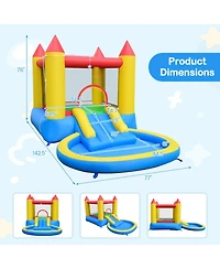 Sugift Inflatable Bounce House With Water Slide Splash Pool, 142.5" x 77" x 76", With 370W Blower, Ages 3-10