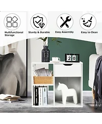 Gouun 3-Cube Bookcase Storage Organizer with Pull-Out Drawer and 2-Tier Shelves