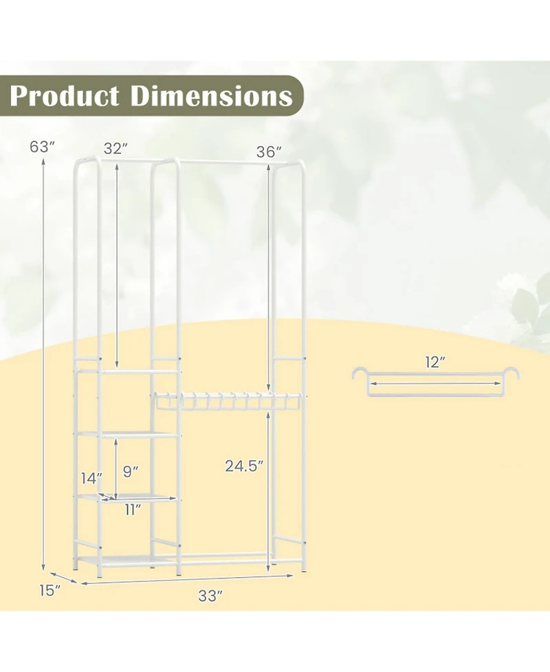 Hongge Portable Closet Organizer with Ten Removable Pants Hangers