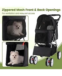 Hongge 4-Wheel Foldable Pet Stroller for Dogs up to 33 lbs