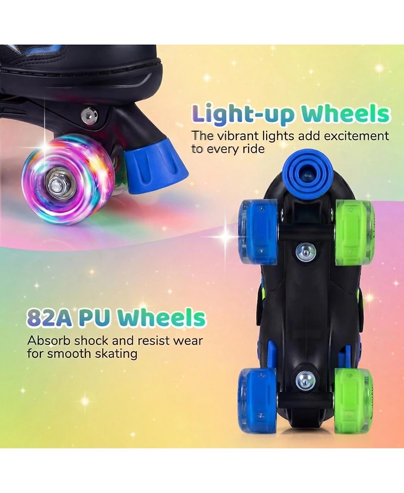 Hongge Adjustable Light-Up Wheels Quad Skates, Ages 7-9