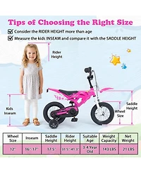 Hongge 12-Inch Motorcycle-Inspired Kids Bike with Hand Brake, Ages 3-4