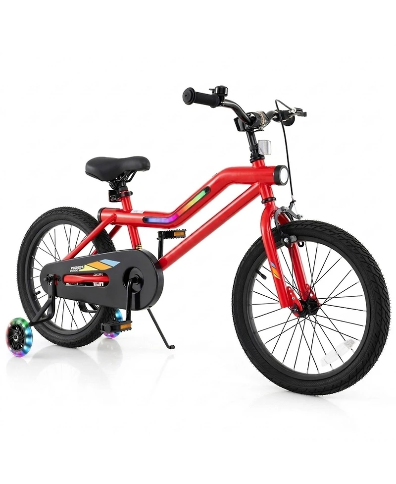 Hongge 18-Inch 7-Color Led Frame Kids' Bike with Training Wheels and Dual Brakes, 145 Lbs. Capacity, Ages 4-8
