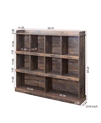 Flynama 10-Cubby Large Open Bookcase, 15 Millimeter Particle Board Home Storage Display Cabinet
