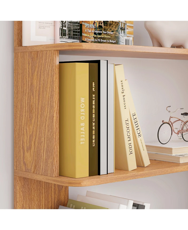 Flynama 35.43 Inch Extended L-Shape Corner Anti-Drop Open Storage Bookshelf