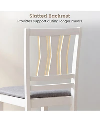 Sugift Set of 4 Linen Style Upholstered Kitchen Chairs with Wood Frames