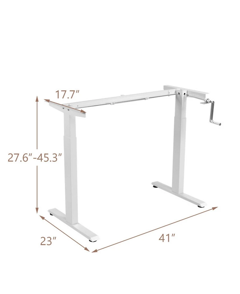 Sugift Hand Crank Sit to Stand Desk Frame Height Adjustable 27.6inch-45.3inch Standing Base