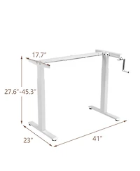 Sugift Hand Crank Sit to Stand Desk Frame Height Adjustable 27.6inch-45.3inch Standing Base