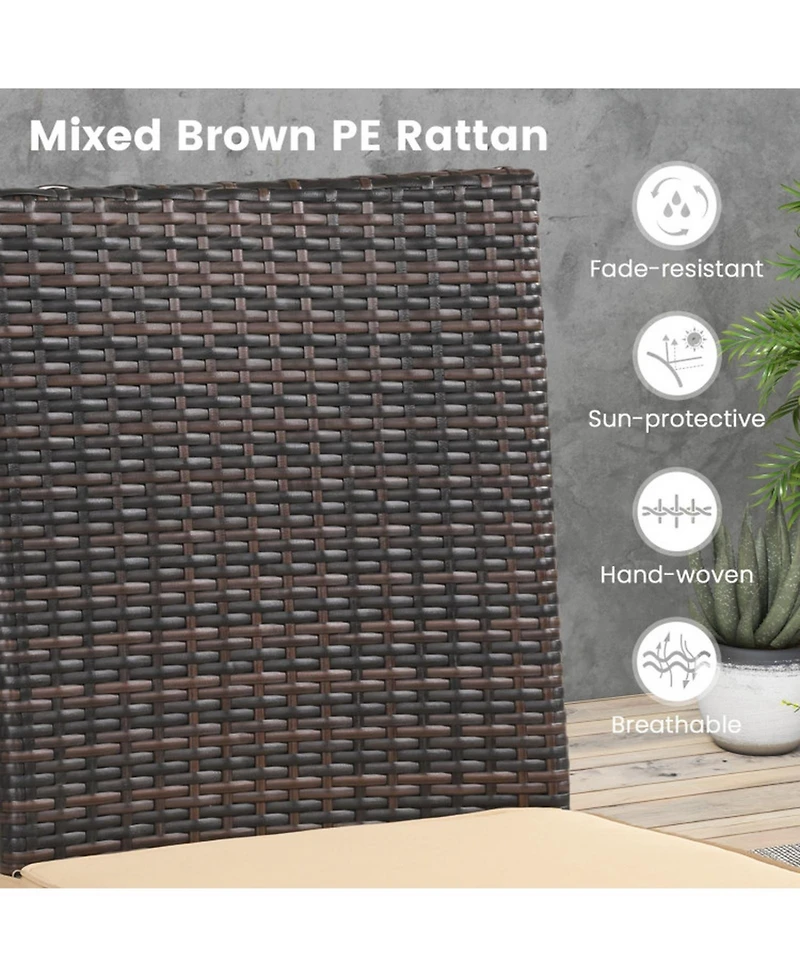 Sugift Set of 4 Patio Rattan Wicker Dining Chairs with Soft Cushions