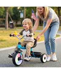 Hongge Folding Toddler Tricycle with Light-Up Wheels and Adjustable Seat, 45 lbs Capacity, Ages 1-3