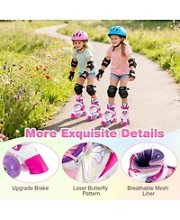 Hongge 4-Size Adjustable Kids Quad Roller Skates with Light-Up Wheels, Ages 5-8