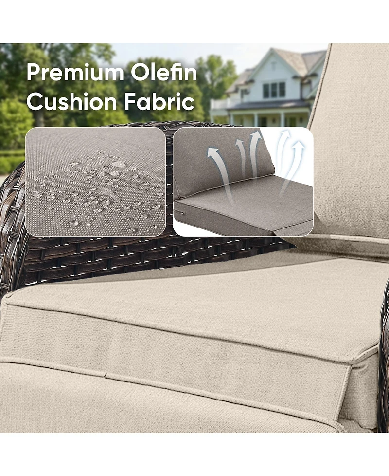 Pocassy 5 Piece Wicker Patio Furniture Set with Outdoor Swivel Recliner Chair, All-Weather Conversation