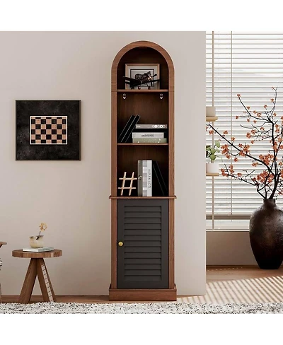 Streamdale Furniture Tall Arched Corner Bookshelf with Shutter Door