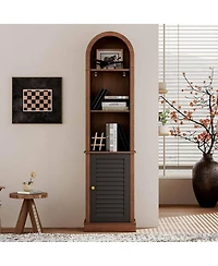 Streamdale Furniture Tall Arched Corner Bookshelf with Shutter Door