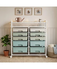 Streamdale Furniture 10-Drawer Rolling Storage Cart with Mesh Top