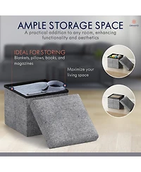 Ornavo Home 2 Pack 12" Small Square Collapsible Storage Ottoman, Foot Stool, Seat