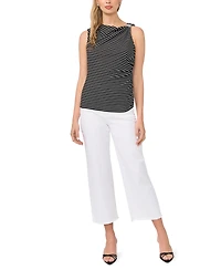 Sam & Jess Women's Asymmetrical Ruched Cowl Neck Knit Top