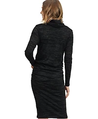 Hello Miz Maternity Long-Sleeve Cowl-Neck Ruched Dress