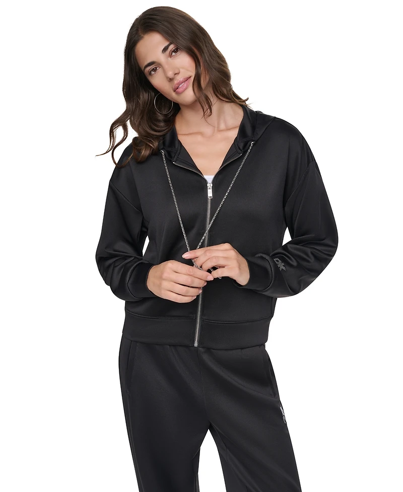 Dkny Women's Chain Cord Full Zip Hoodie