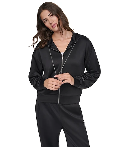 Dkny Women's Chain Cord Full Zip Hoodie
