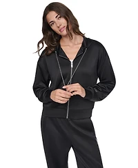 Dkny Women's Chain Cord Full Zip Hoodie