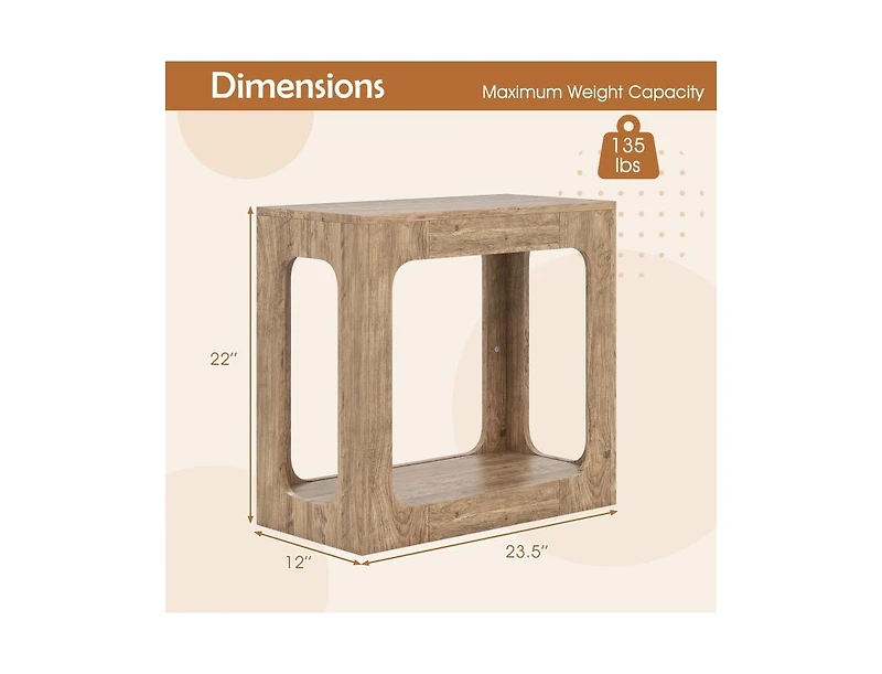 sumyeg 2-Tier End Table with Storage Shelf for Living Room