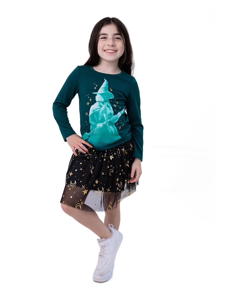 Wicked Toddler Girls' 2T-5T Long-Sleeve Tulle Tutu T-Shirt and Tutu Skirt, 2-Piece Set