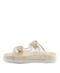 Azura Women's Slidemein Lucite Flatform with Buckle Closure