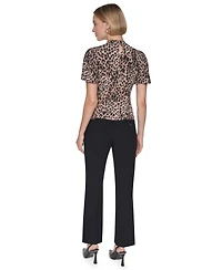 Dkny Petite Balloon-Sleeve Keyhole Blouse