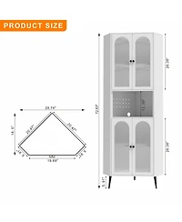 Sumyeg Corner Cabinet Metal Storage Cabinet with Doors and Adjustable Shelves