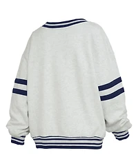 Pressbox Women's Michigan Wolverines Oates V-Neck Tackle Twill Oversized Sweatshirt