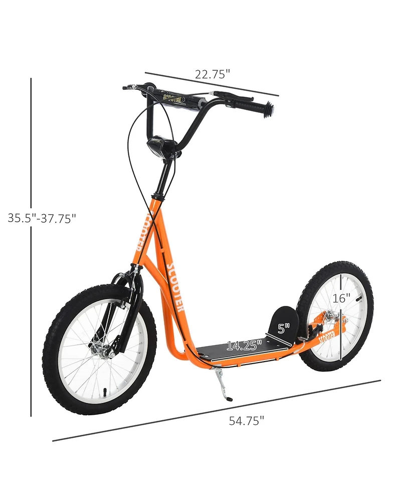 Glintex Kids Kick Scooter, Adjustable Handlebar 35.5"-37.75", Dual Brakes, Inflatable Wheels, 220 lbs, Ages 5+