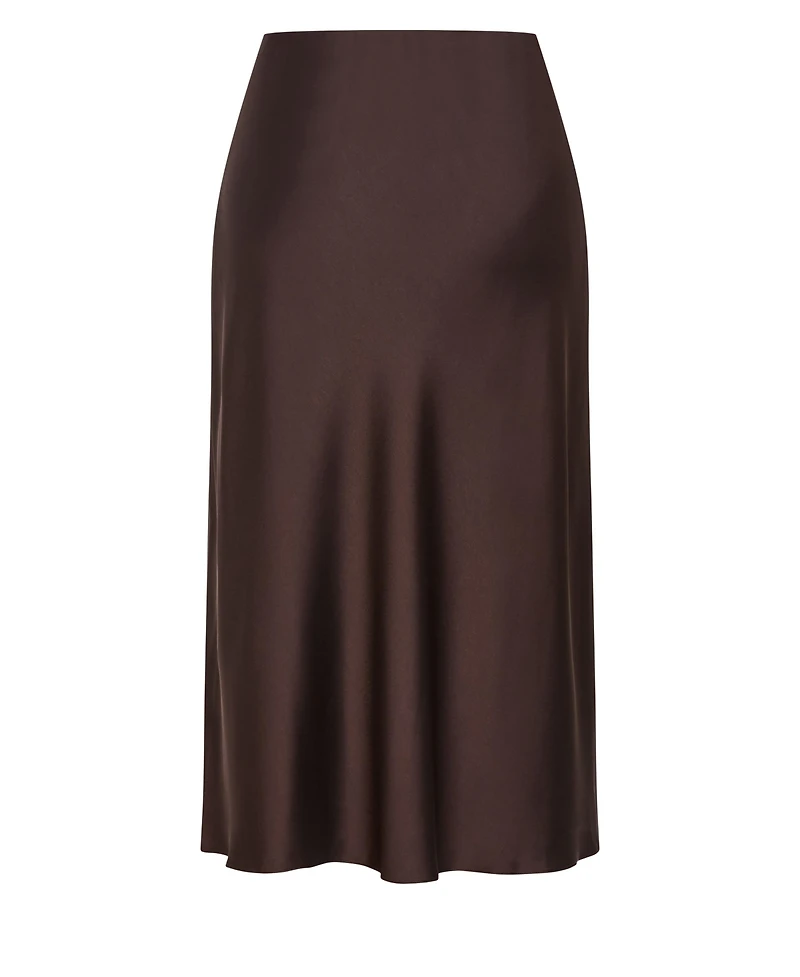 City Chic Plus Miranda Satin High-Waisted A-Line Midi Skirt