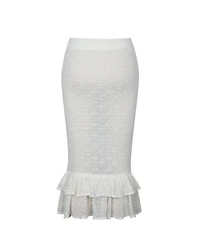 Miss Circle Women's Urvi Crochet Ruffled Midi Skirt