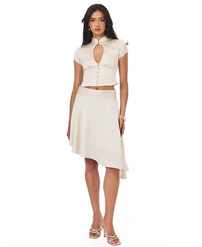 Miss Circle Women's Galina Midi Asymmetrical Satin Skirt