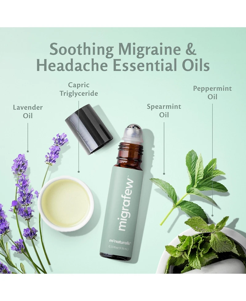 M3 MigraFew Aromatherapy Roll On with Peppermint, Spearmint and Lavender Essential Oils 9.76 Milliliter Pack of 2