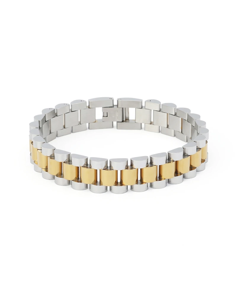 Steve Madden Women's Cubic Zirconia Two-Tone Chunky-Link Bracelet