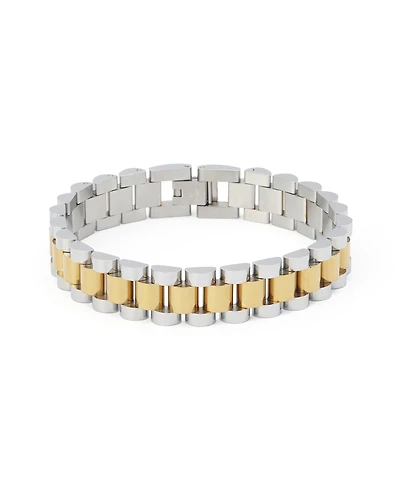 Steve Madden Women's Cubic Zirconia Two-Tone Chunky-Link Bracelet