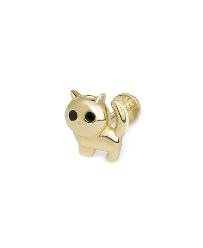 Curata Jewelry Solid 14k Gold 18G 5mm Black Cat Labret Cartilage Stud