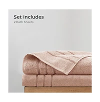 Cariloha Bath Sheet | Blush 40"x70" Turkish Cotton and Viscose Material Blend Extra Smooth, Odor Resistant Highly Absorbent