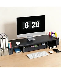 Lofree Dual-Monitor Adjustable-Angle Monitor Stand Riser with Desk Organizer Drawer, Compatible Dual Monitors