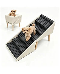 Zeny 2-in-1 Foldable 6-Step Dog Ramp, 23.05" Height Anti-Slip Pet Stairs for High Beds and Sofas, Suitable Small Medium Large Dogs